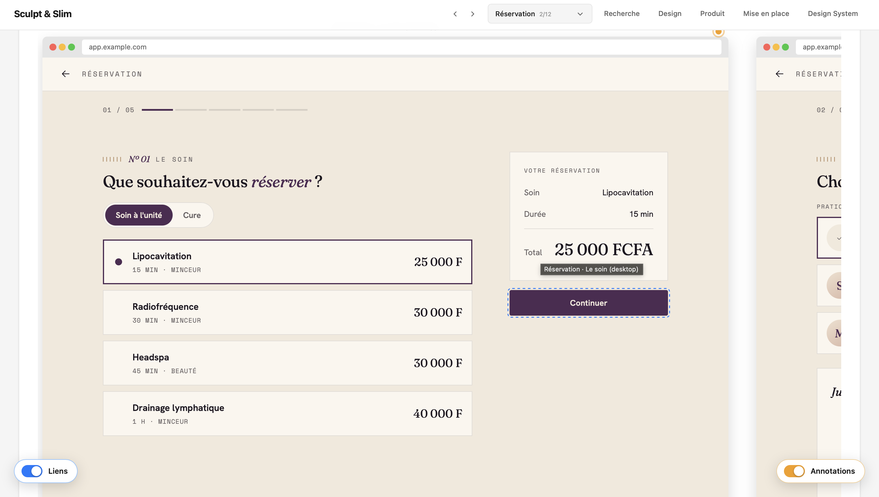 Un wireframe interactif généré par Foundry
