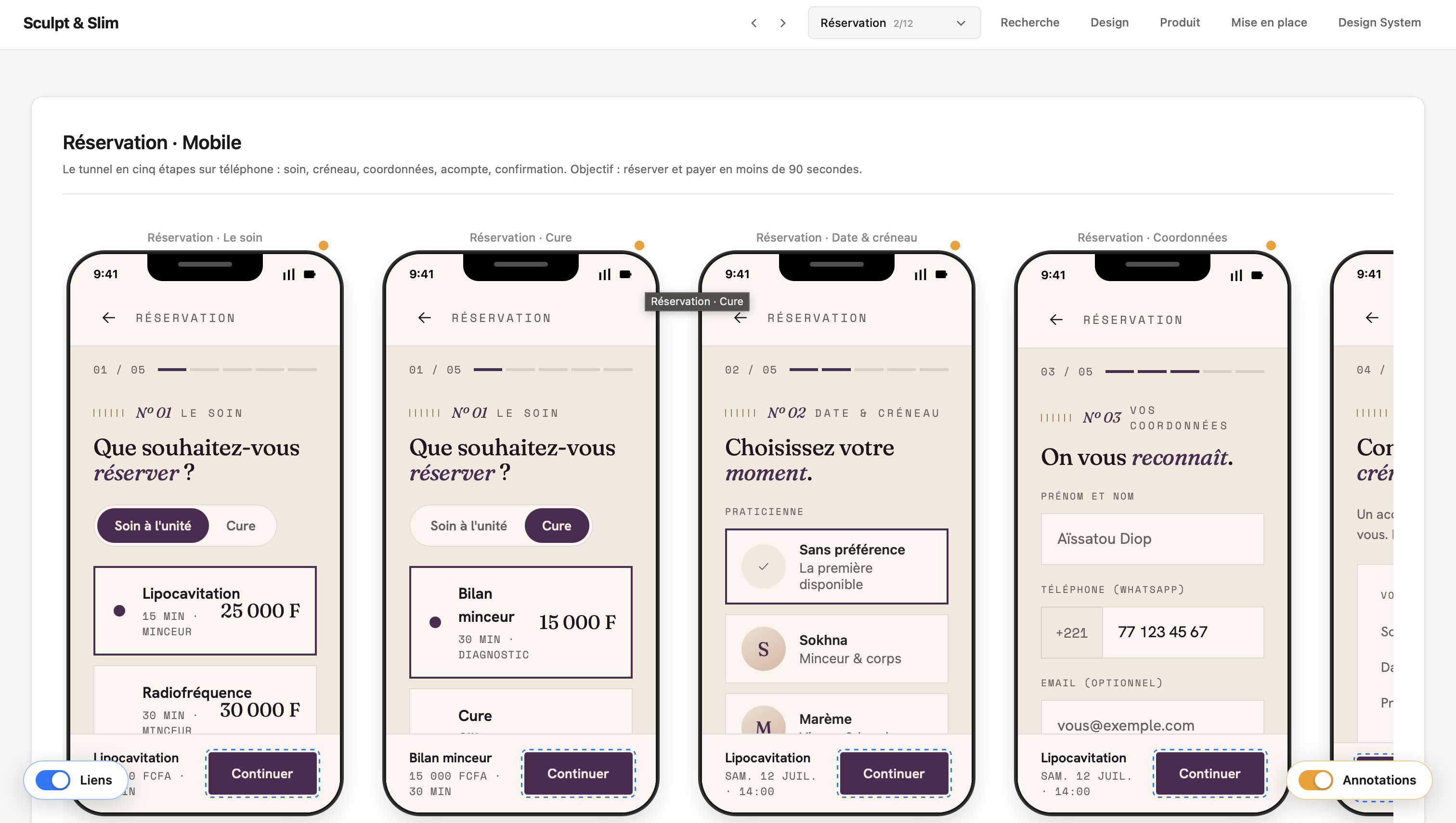 Un wireframe interactif généré par Foundry