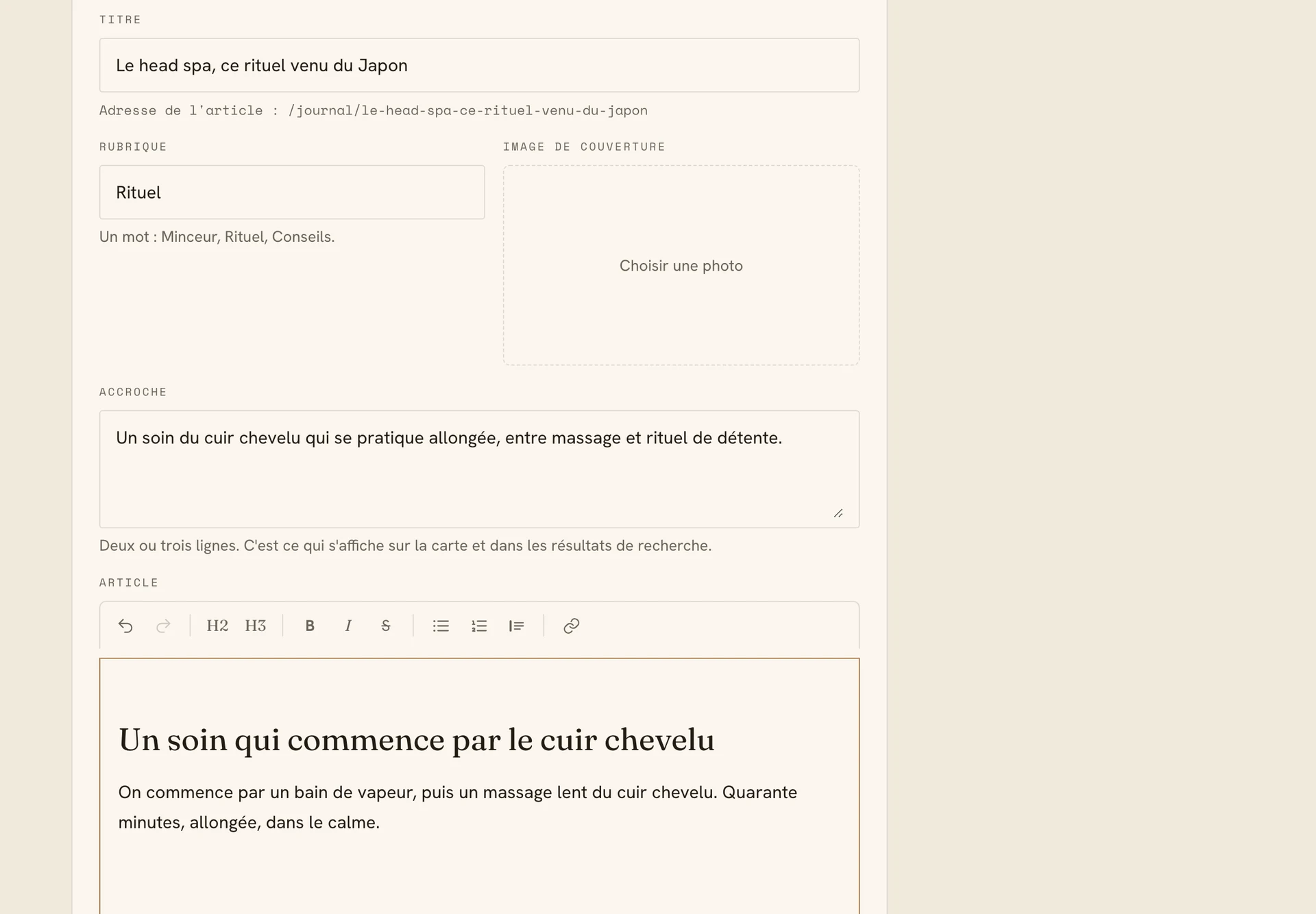 L'éditeur d'articles du journal
