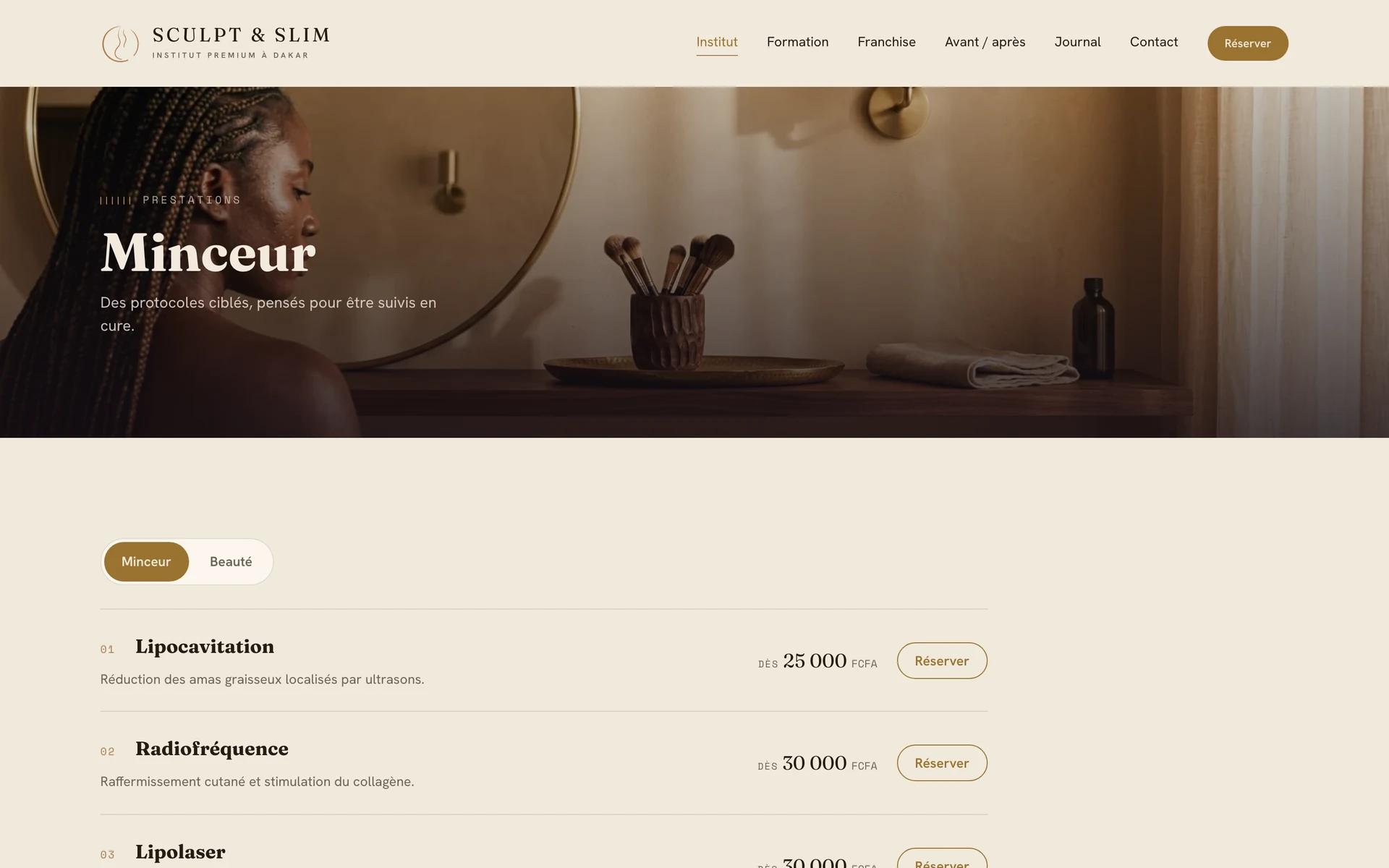 Le catalogue des soins minceur