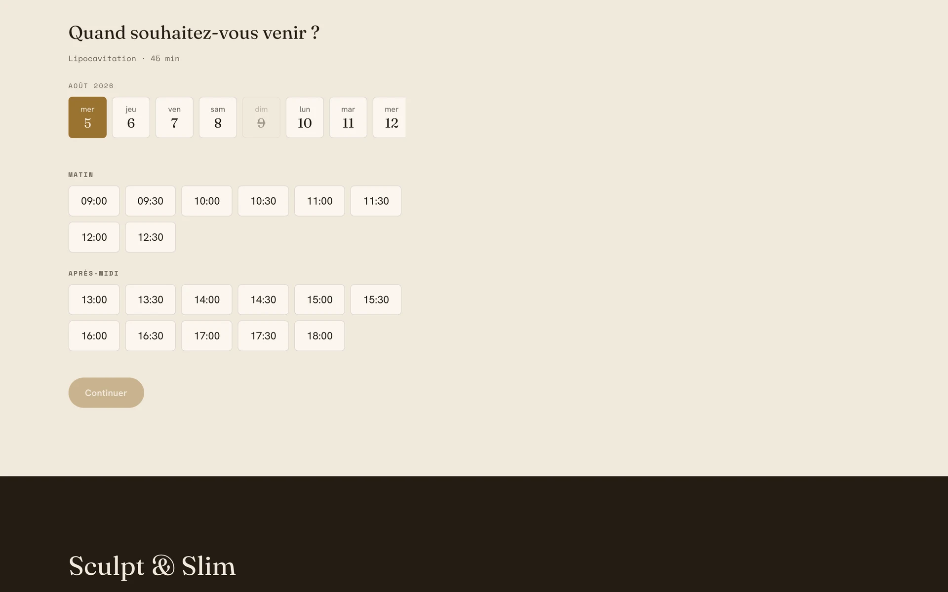 Le choix du jour et du créneau, calculés