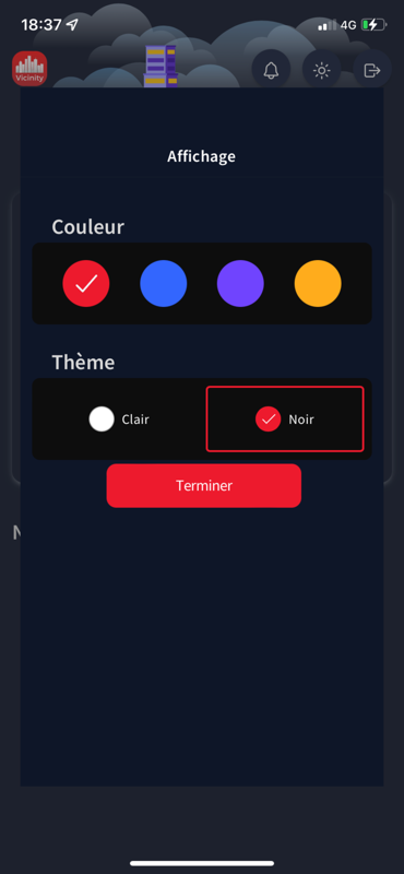 Le thème dynamique de l'application